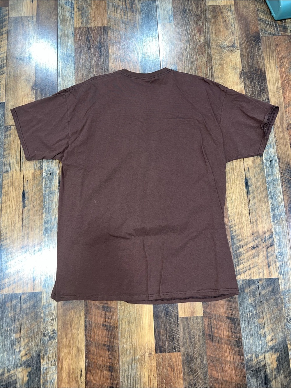 Gildan Brown Short Sleeve Tee with Flaming Skull and Top Hat Graphic - Picture 2 of 3